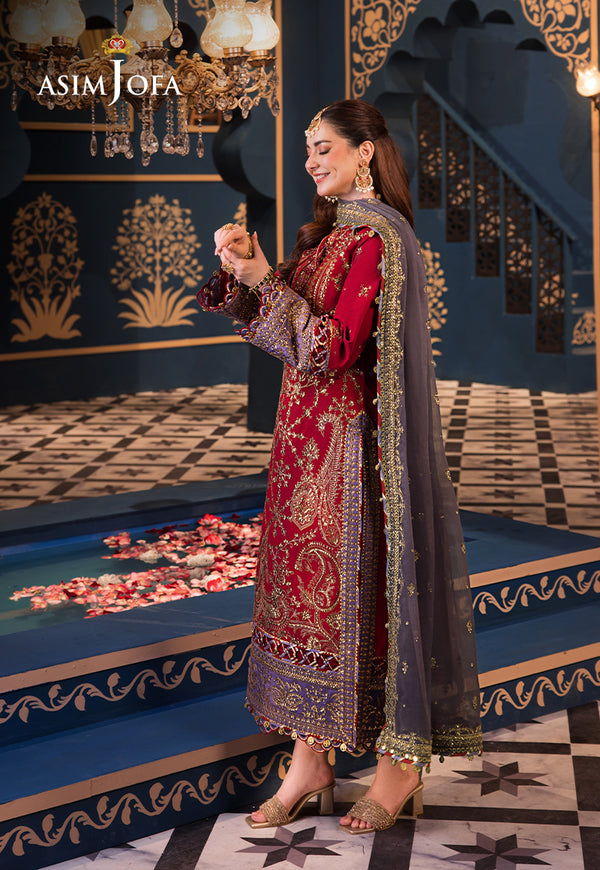 ASIM JOFA EMBROIDERED SEMI PURE COTTON LAWN SUIT- 3 PC