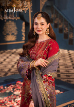 ASIM JOFA EMBROIDERED SEMI PURE COTTON LAWN SUIT- 3 PC