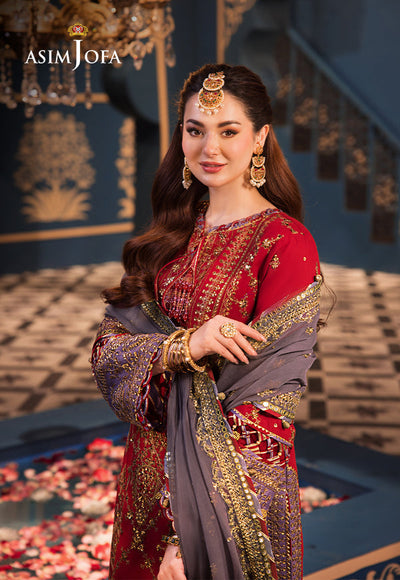 ASIM JOFA EMBROIDERED SEMI PURE COTTON LAWN SUIT- 3 PC