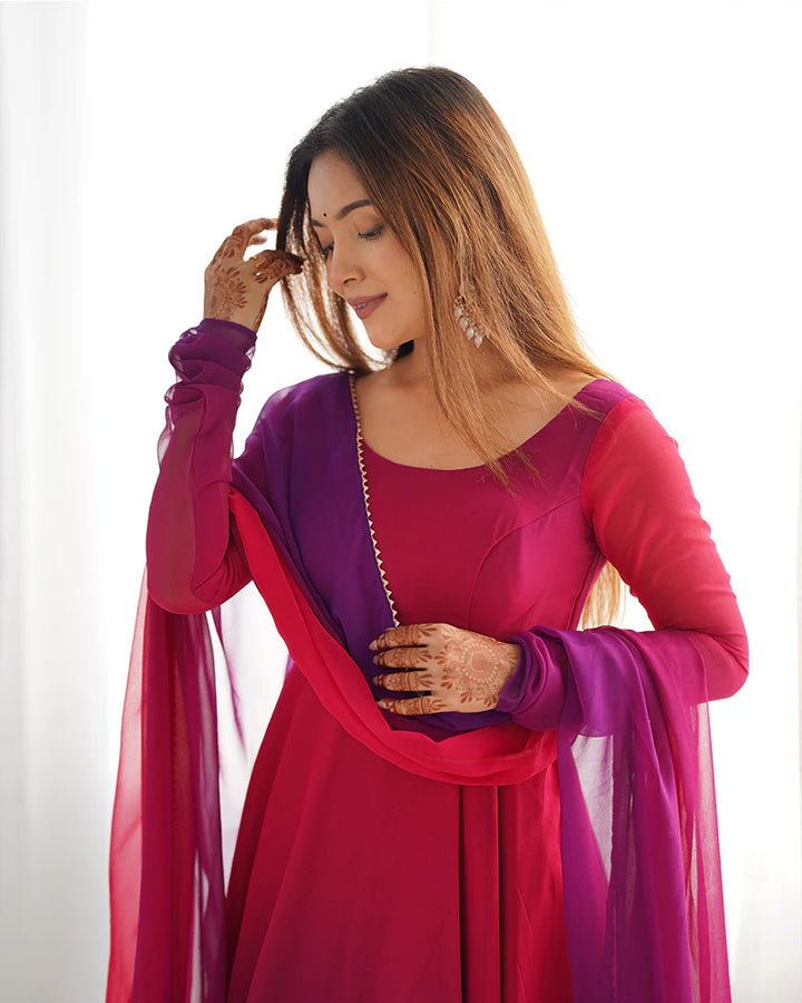 Trendy Colorful Padding Gown Set