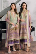 Back on Demand! Baroque stitched Chiffon Suit with Silk Trouser