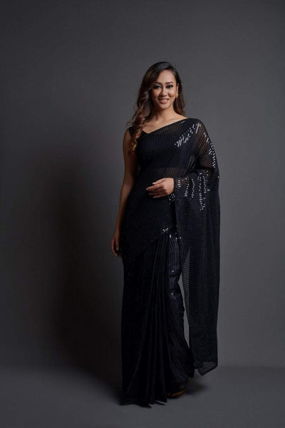 Fashion Berry Plain Sequence Party Wear Style Fancy Saree
