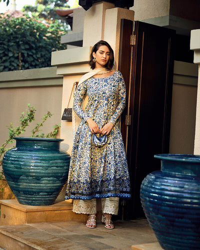 3PC Printed Lawn With Embroidery Organza Suit Ready To Wear