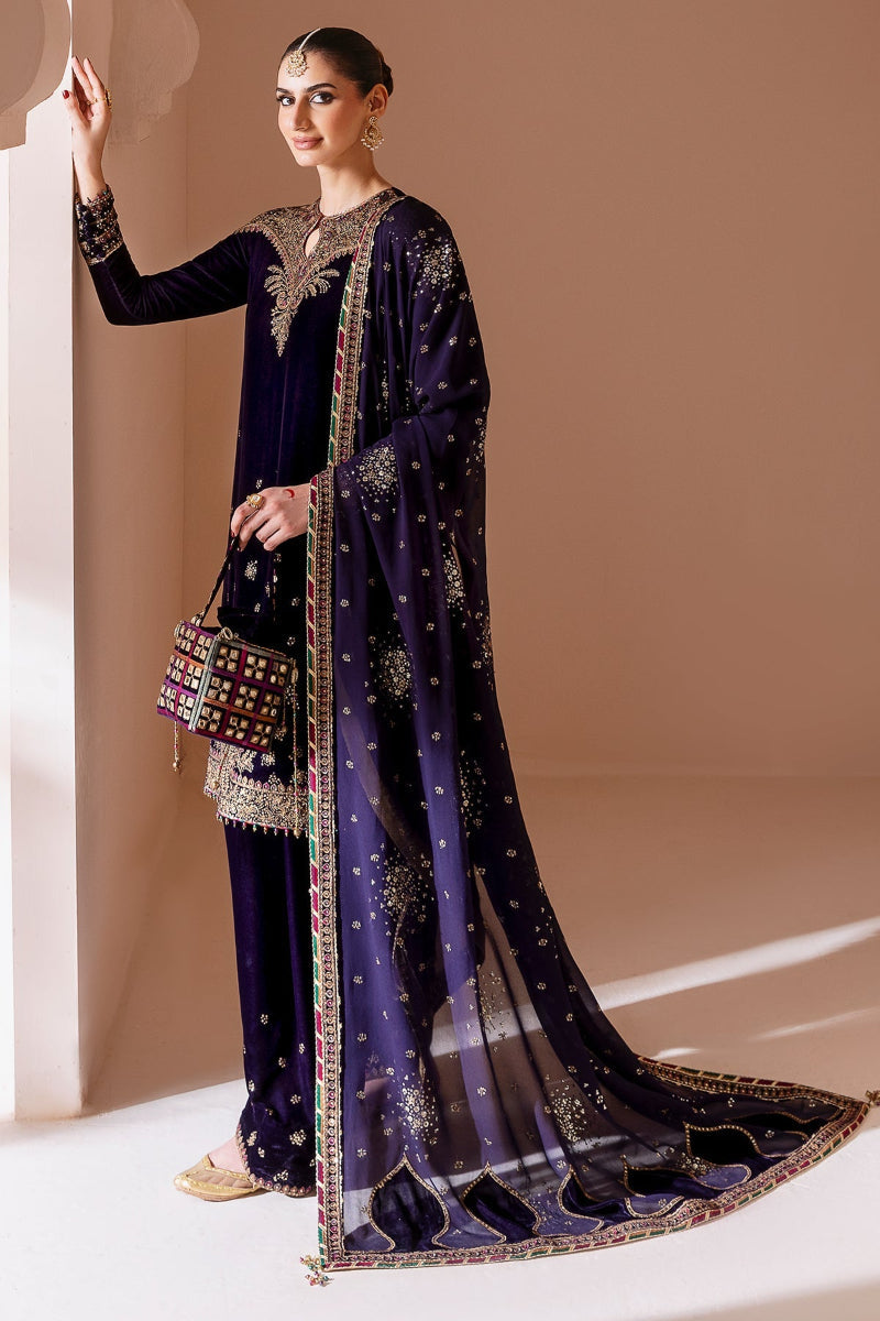 3 Piece Stitched  Valvet Suit - Ready to Wear
