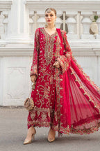 3-Piece Ciffon Heavy Embroidered Dress With Silk Trouser