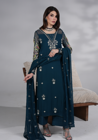 3 Piece Stitched Chiffon Suit   - Ready to Wear