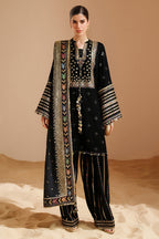 03-Piece Embroidered Velvet Formal Suit Ready To Wear