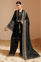 03-Piece Embroidered Velvet Formal Suit Ready To Wear
