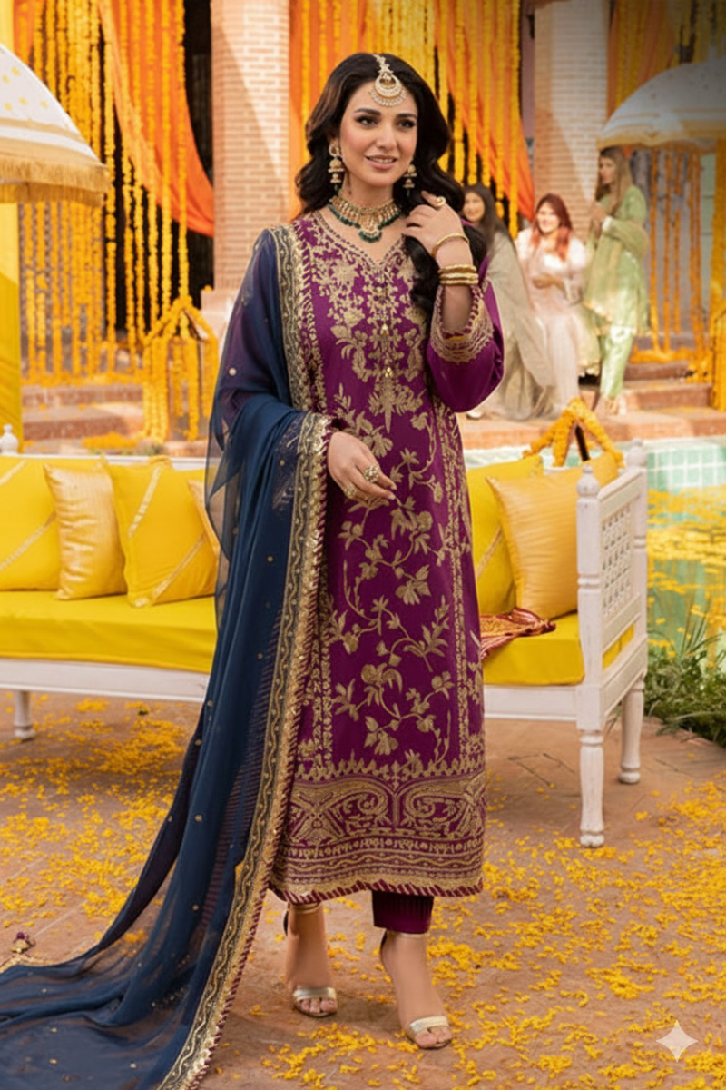 3 Piece Stitched Chiffon  suit - Ready to Wear