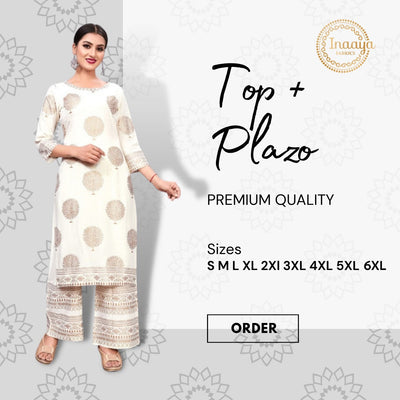 Straight Gold Printed Black Kurti With Palazzo