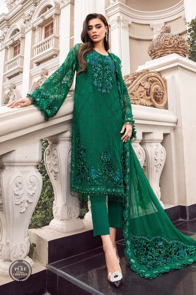 . Stitched Chiffon | Emerald Green Regular