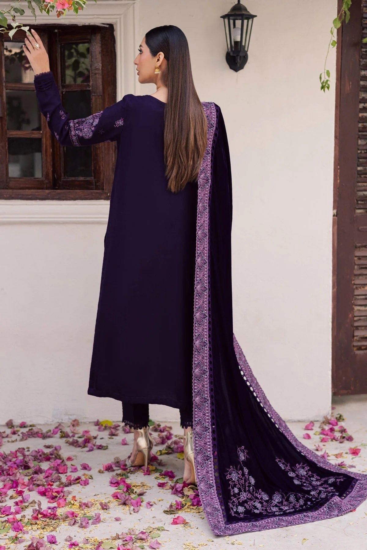 3  Piece Stitched  Velvet  Suit - Ready to Wear