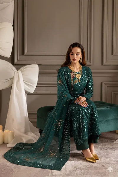 Stitched 3 Piece Embroidered Chiffon Suit
