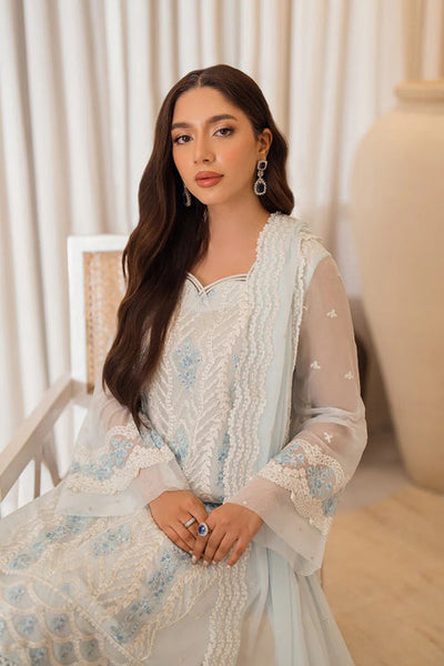 Luxury Embroidered Chiffon Suit with Satin Trouser