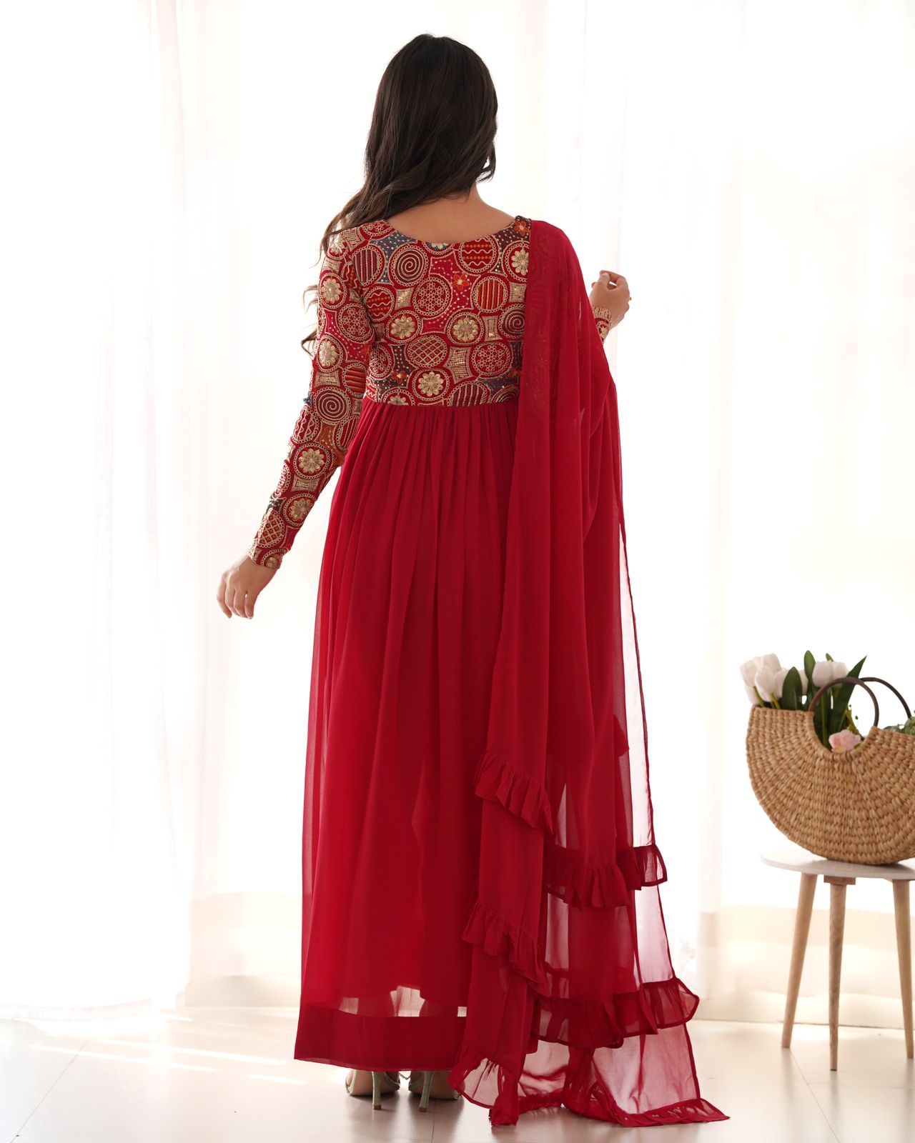 Pink Colour Georgette Gown Set