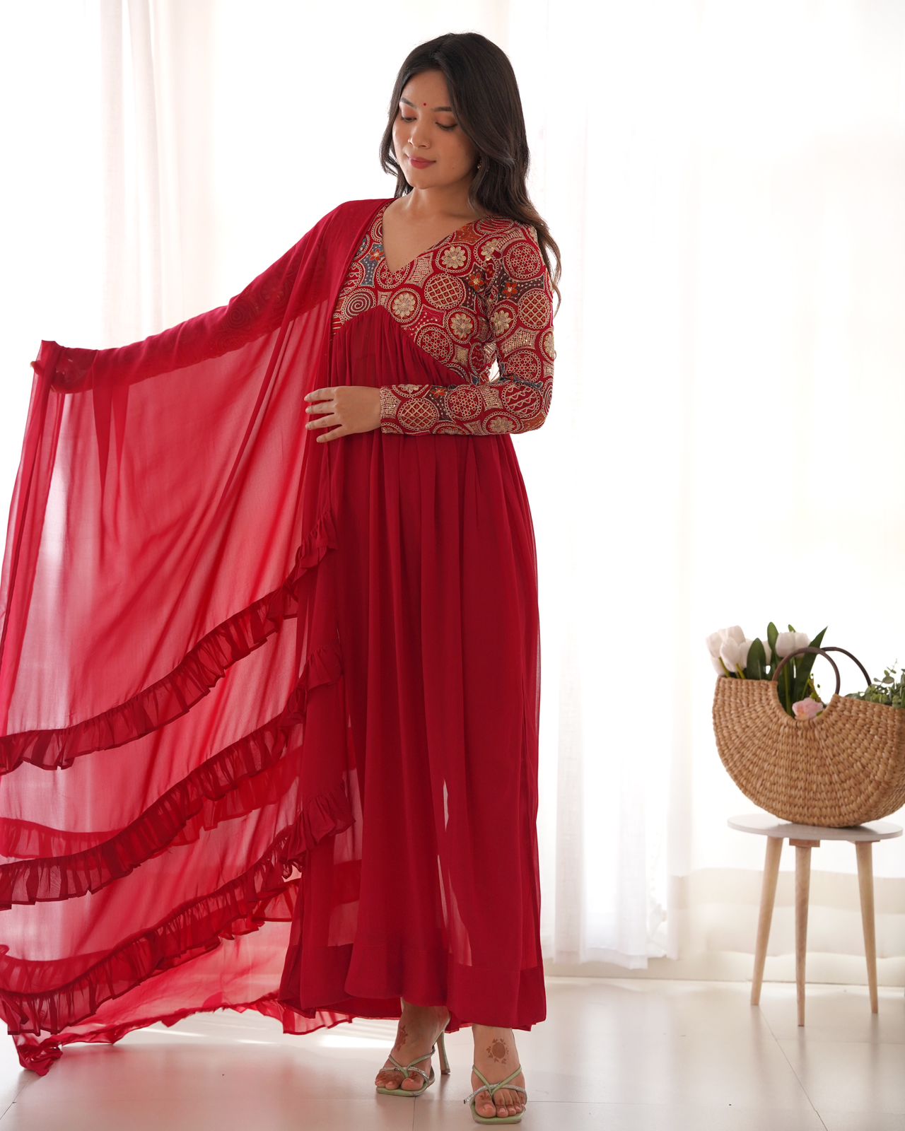 Pink Colour Georgette Gown Set