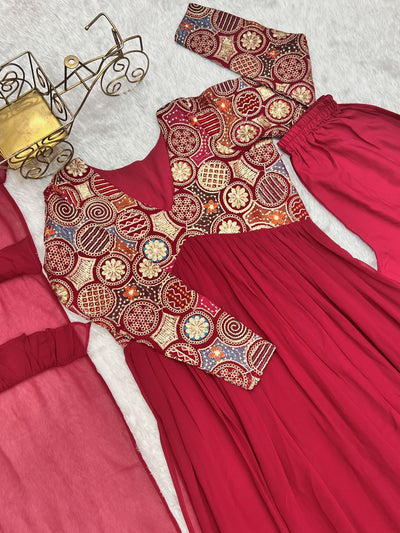 Pink Colour Georgette Gown Set