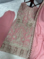 Heavy Georgette Top-Plazo-Dupatta Set