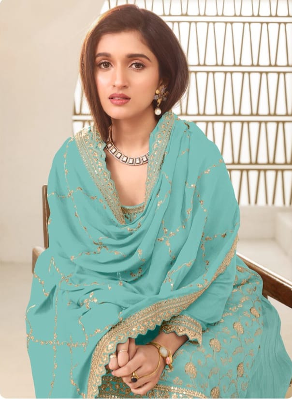 Luxury Jacquard Silk Plazo Set with Dupatta