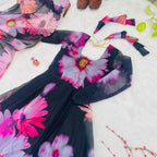 Elegant Party Wear Organza Taby Silk Gown with Dupatta