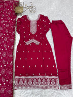 Elegant Pink Pure Blooming Vichitra Silk Kurta Set â€“ Ready to Wear