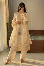 Fancy Roman Silk Sequin Embroidered Cotton Work Suit