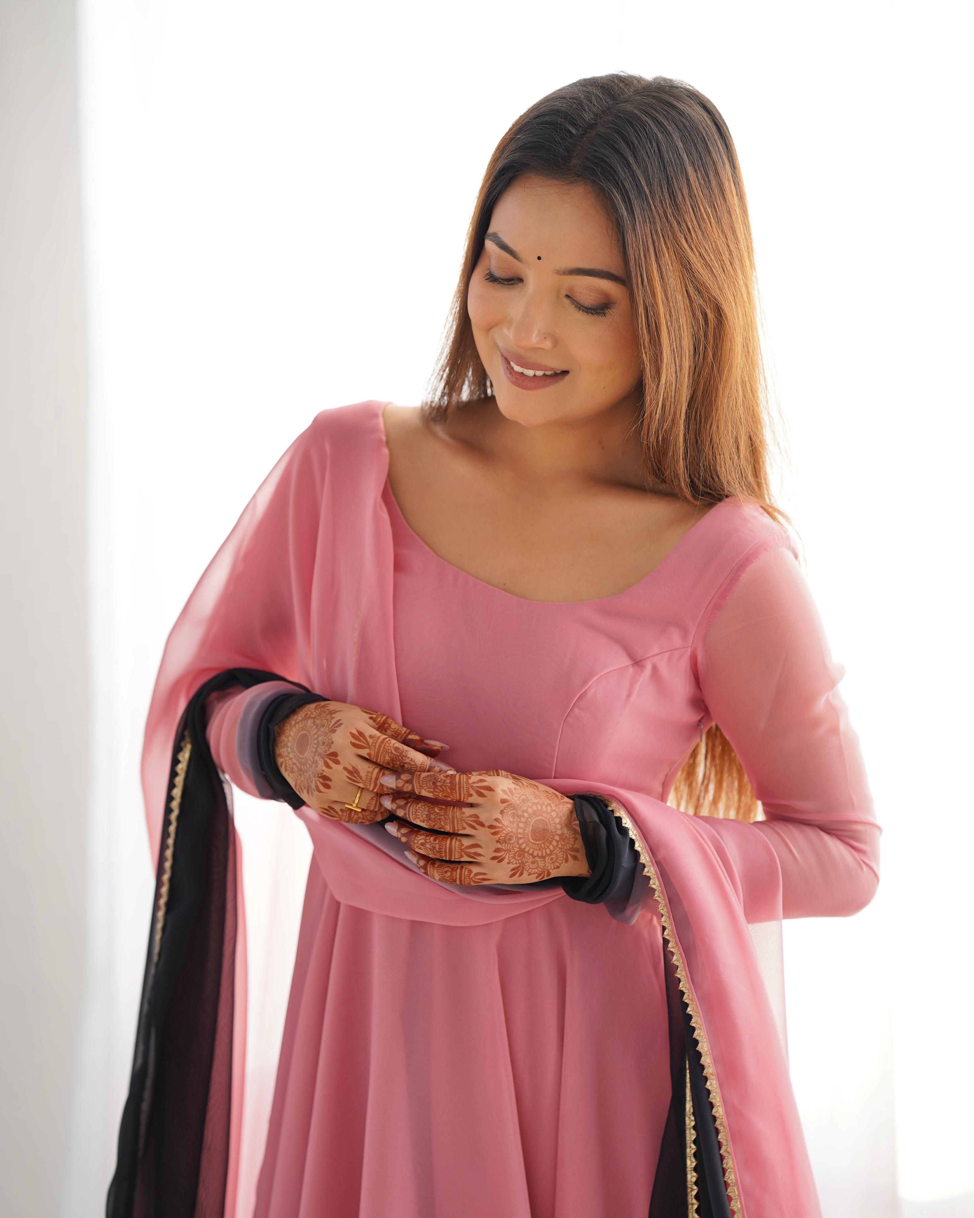 Trendy Colorful Padding Gown Set