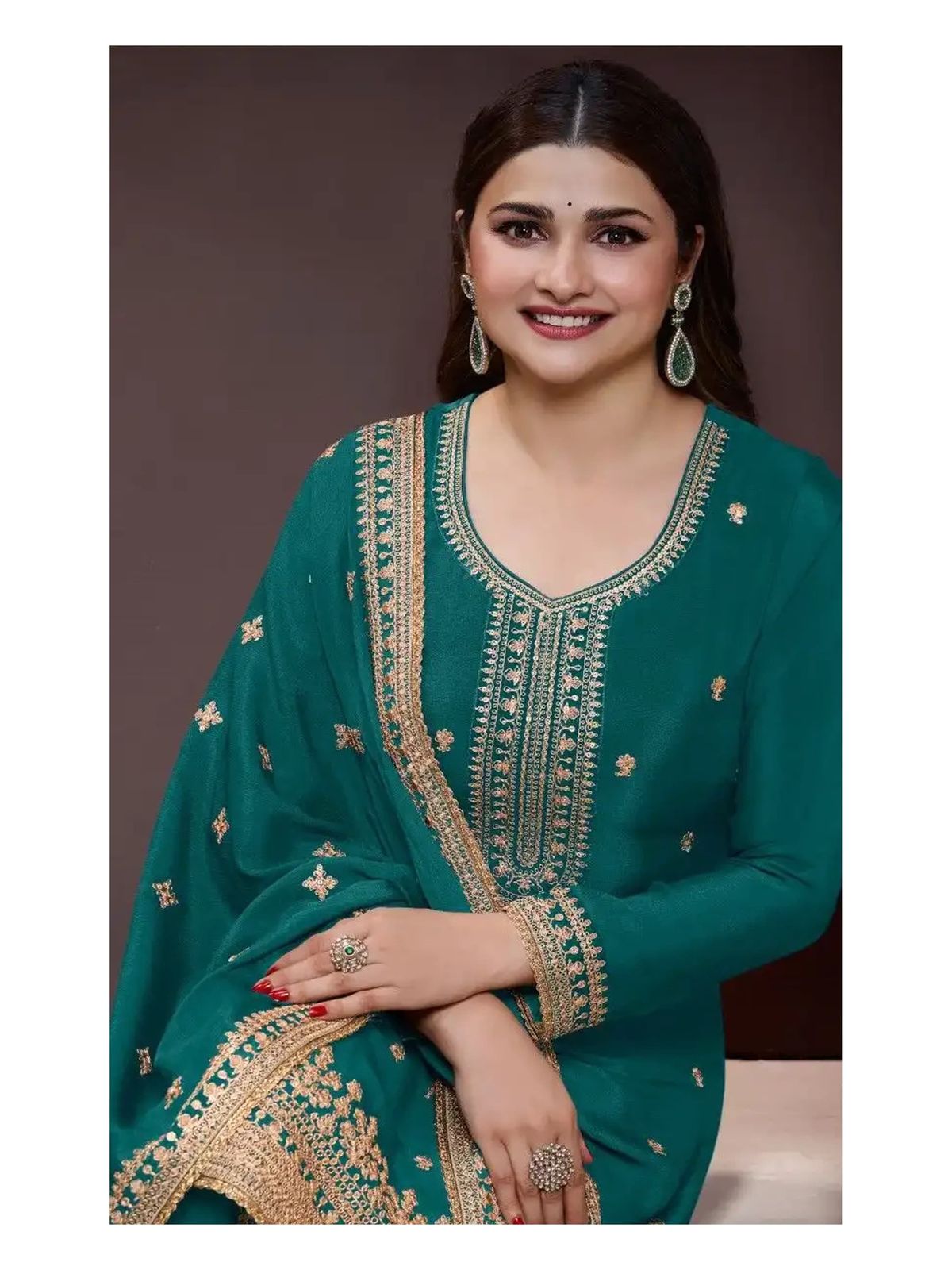 Classic Heavy Chinon Embroidered Suit