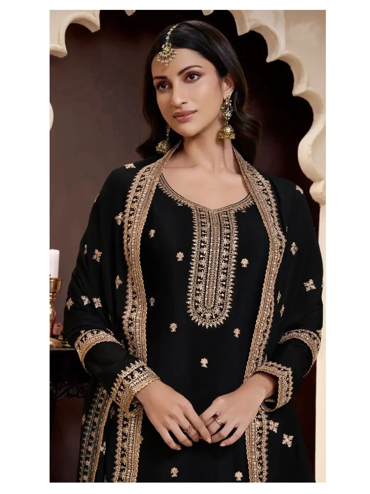 Classic Heavy Chinon Embroidered Suit