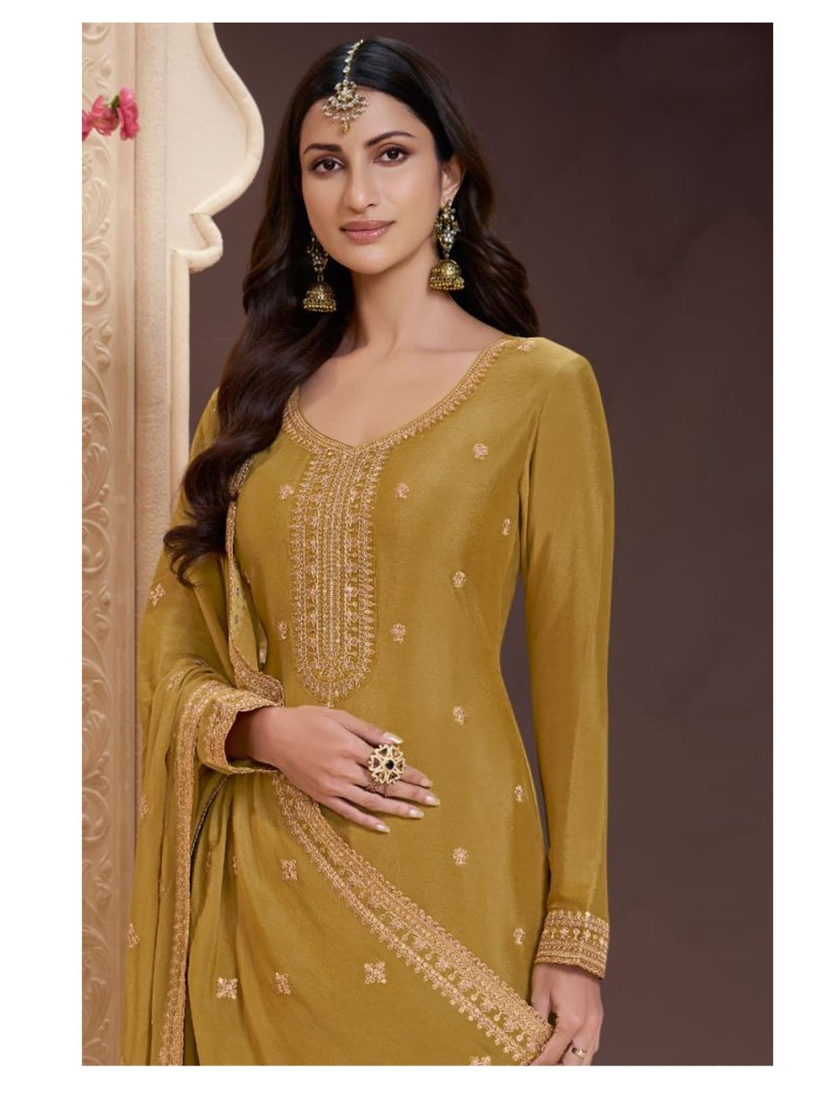 Classic Heavy Chinon Embroidered Suit