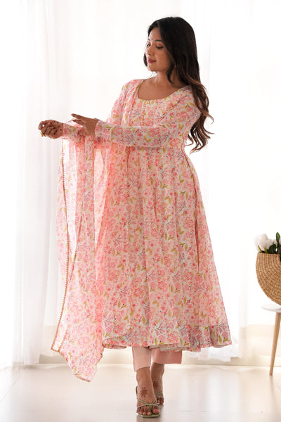Premium Chiffon Floral Anarkali Set