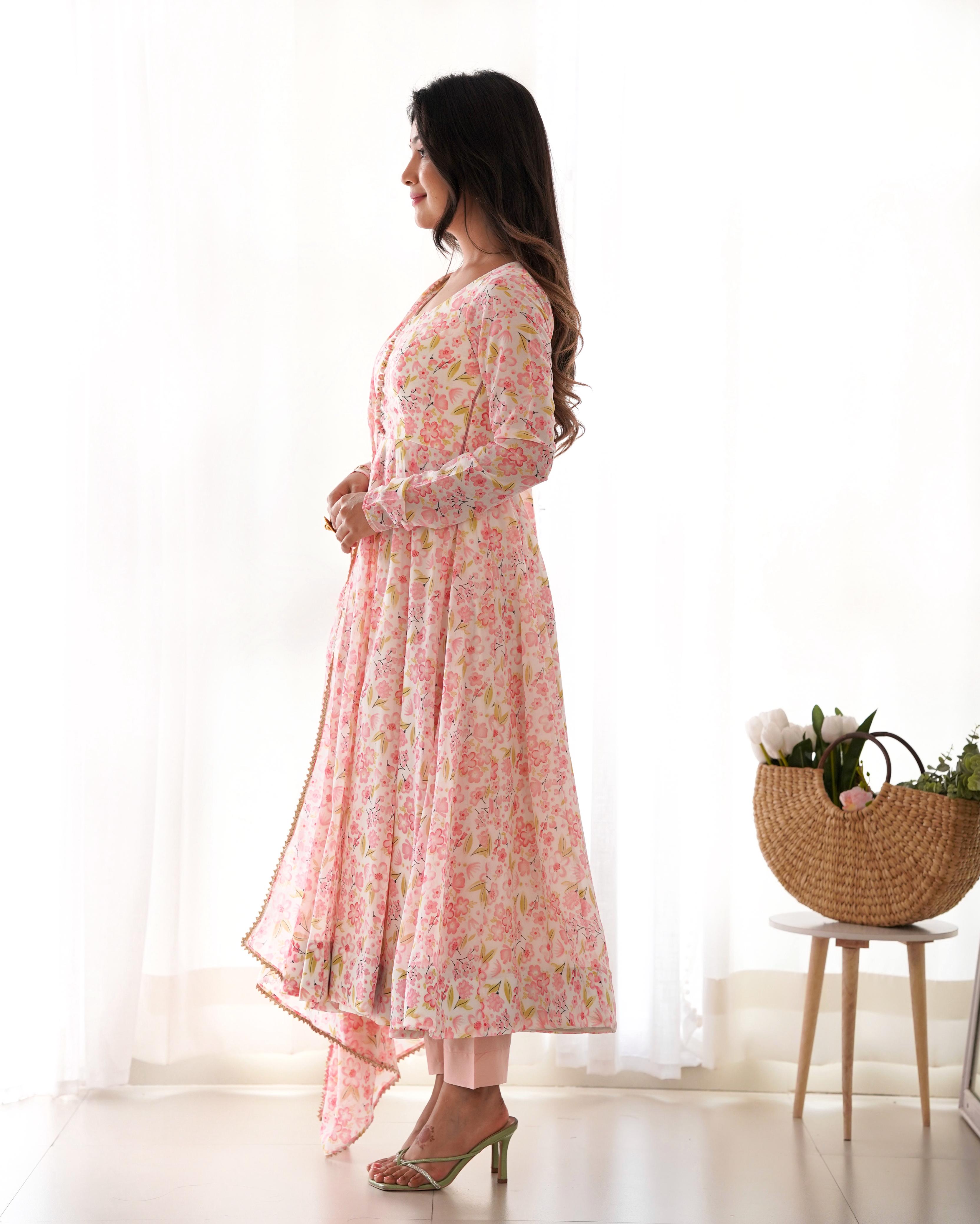 Premium Chiffon Floral Anarkali Set