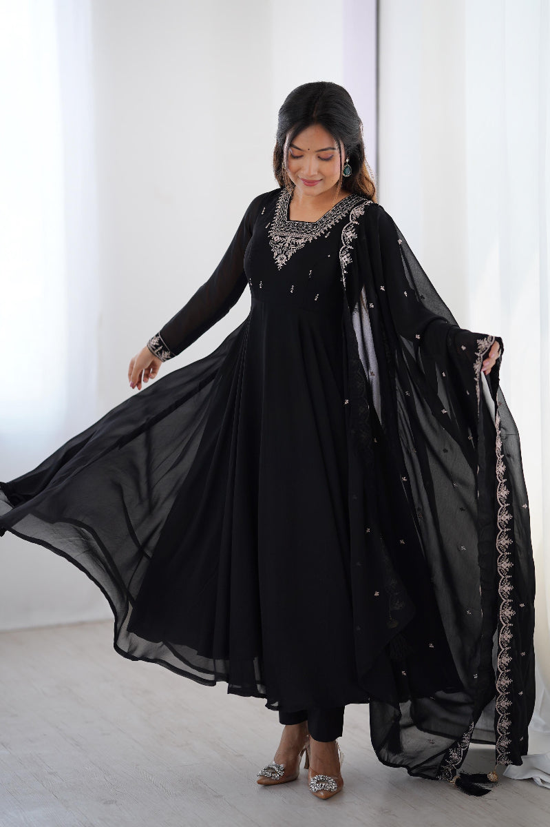 Elegant 3-Piece Fox Georgette Anarkali