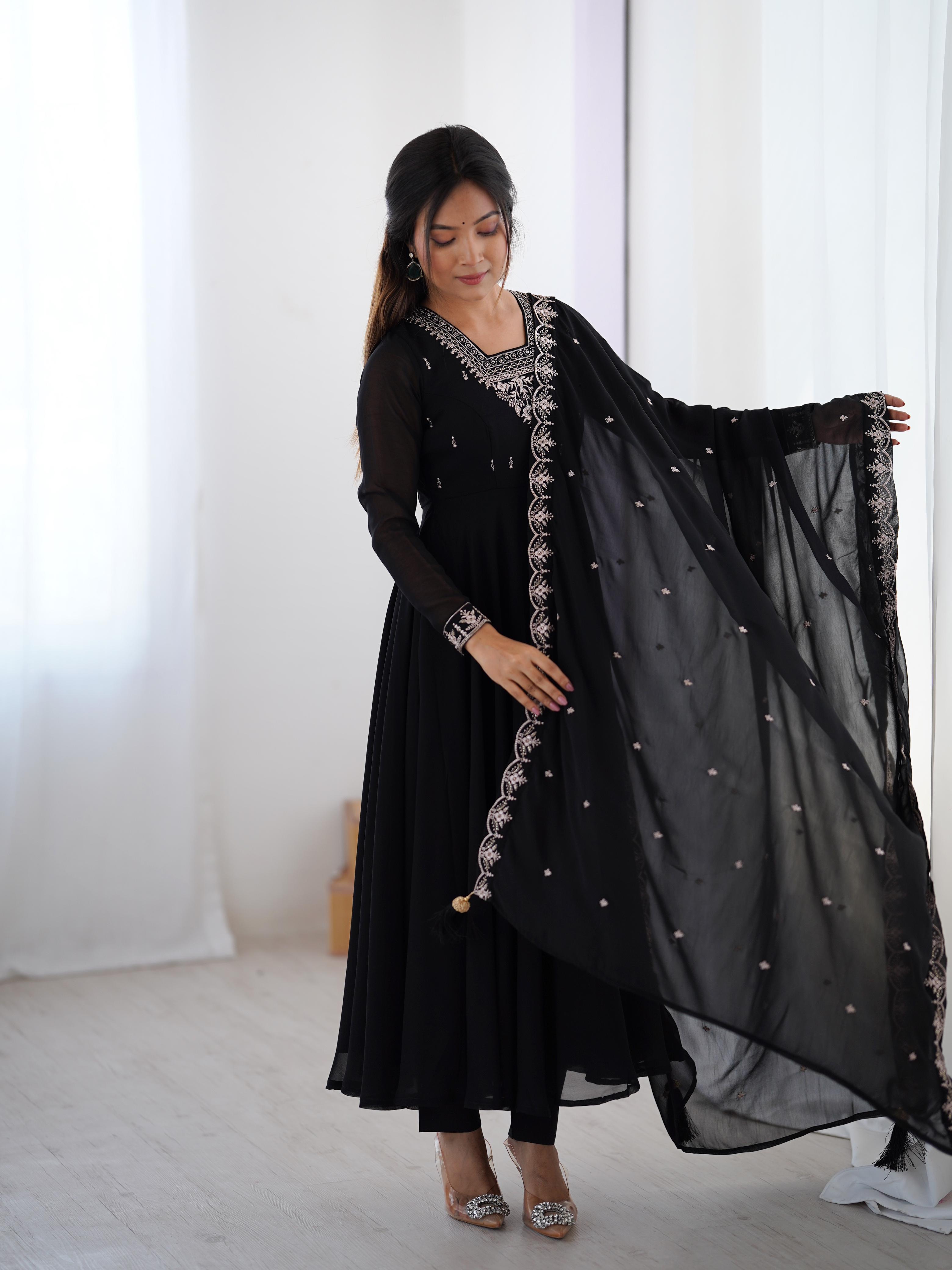 Elegant 3-Piece Fox Georgette Anarkali