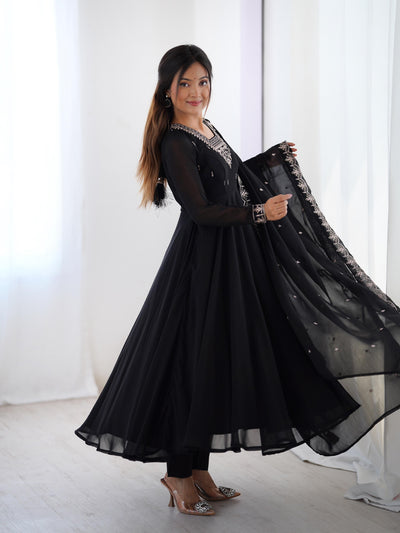 Elegant 3-Piece Fox Georgette Anarkali