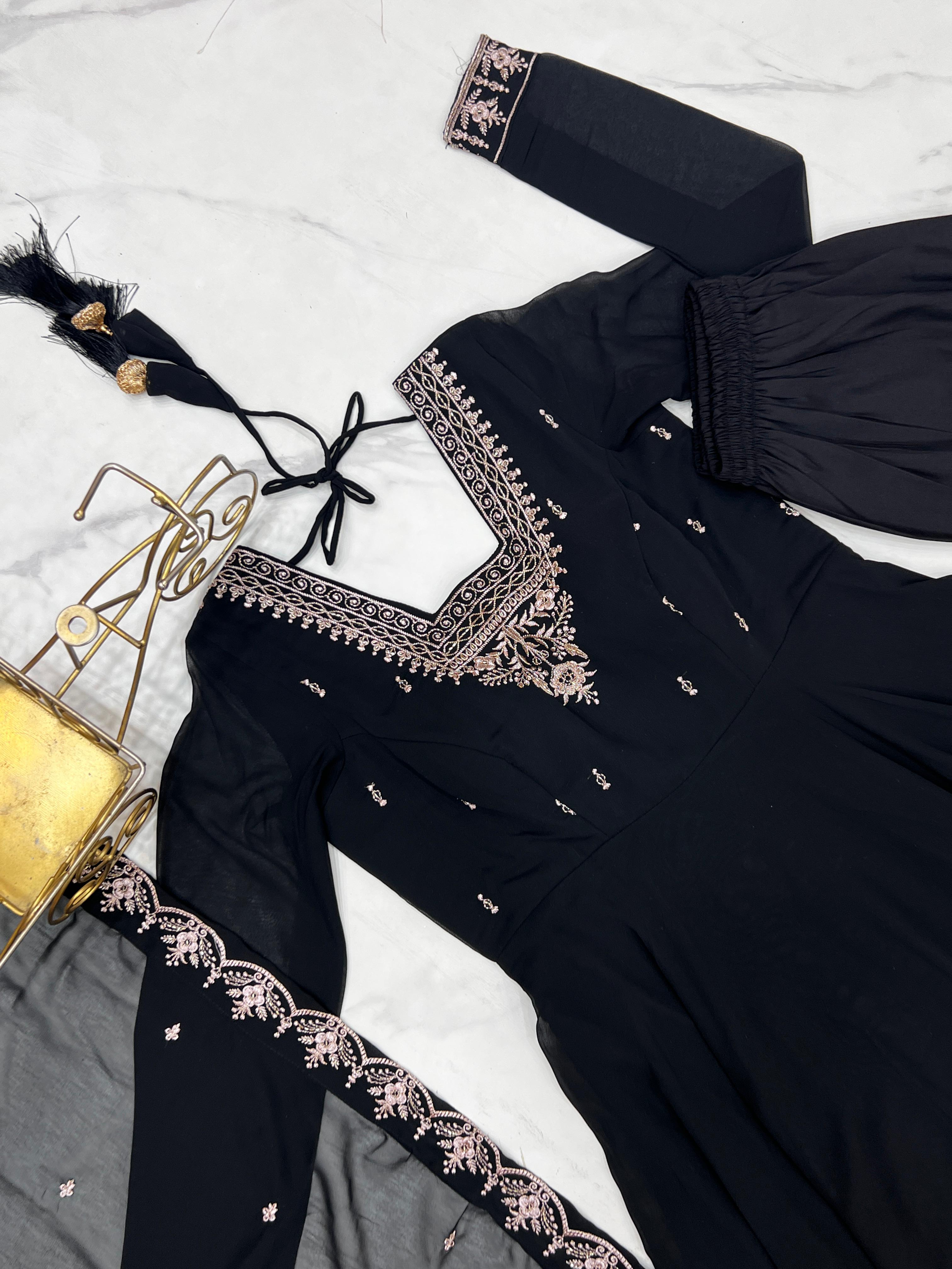 Elegant 3-Piece Fox Georgette Anarkali
