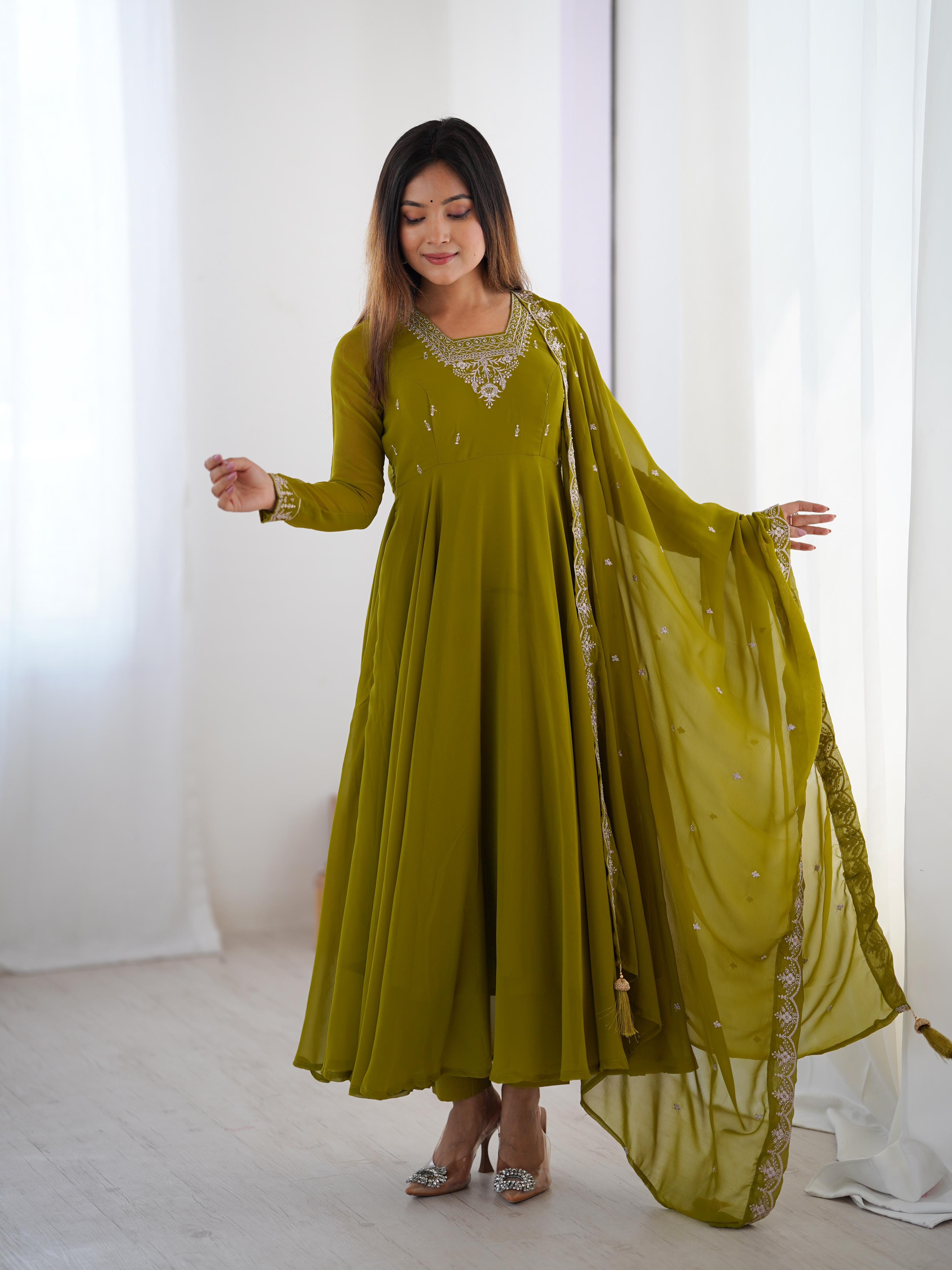 Elegant 3-Piece Fox Georgette Anarkali