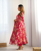 Printed Organza Anarkali with Gota Dupatta