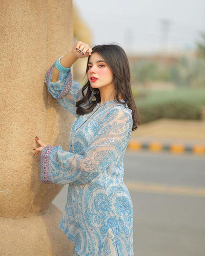 Chiffon Georgette Party Set with Farshi Palazzo