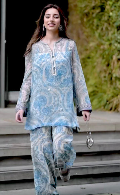 Chiffon Georgette Party Set with Farshi Palazzo