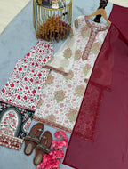 Embroidered Georgette Top with Crepe Palazzo