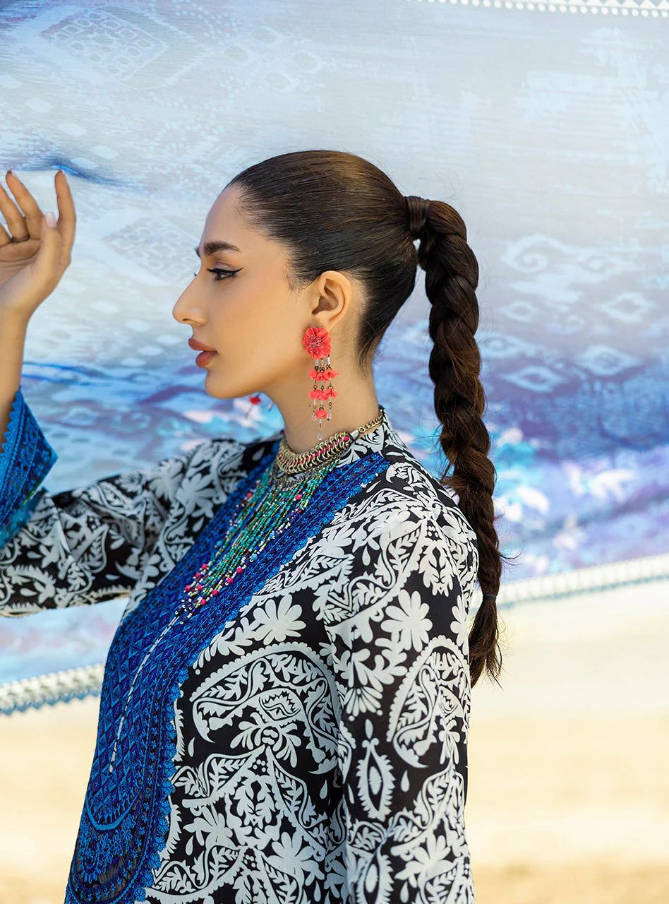 3-PIECE EMBROIDERED LAWN SUIT STITCHED