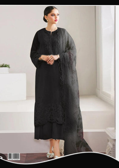 3 piece Stiched Organza & Silk suit