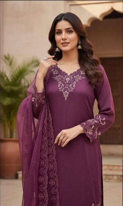Crystal Viscose Suit with Heavy Organza Dupatta