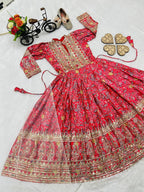 Heavy Chinon Silk Gown With Dupatta
