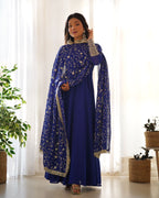 Georgette Anarkali Gown Dupatta Full Set With Pent