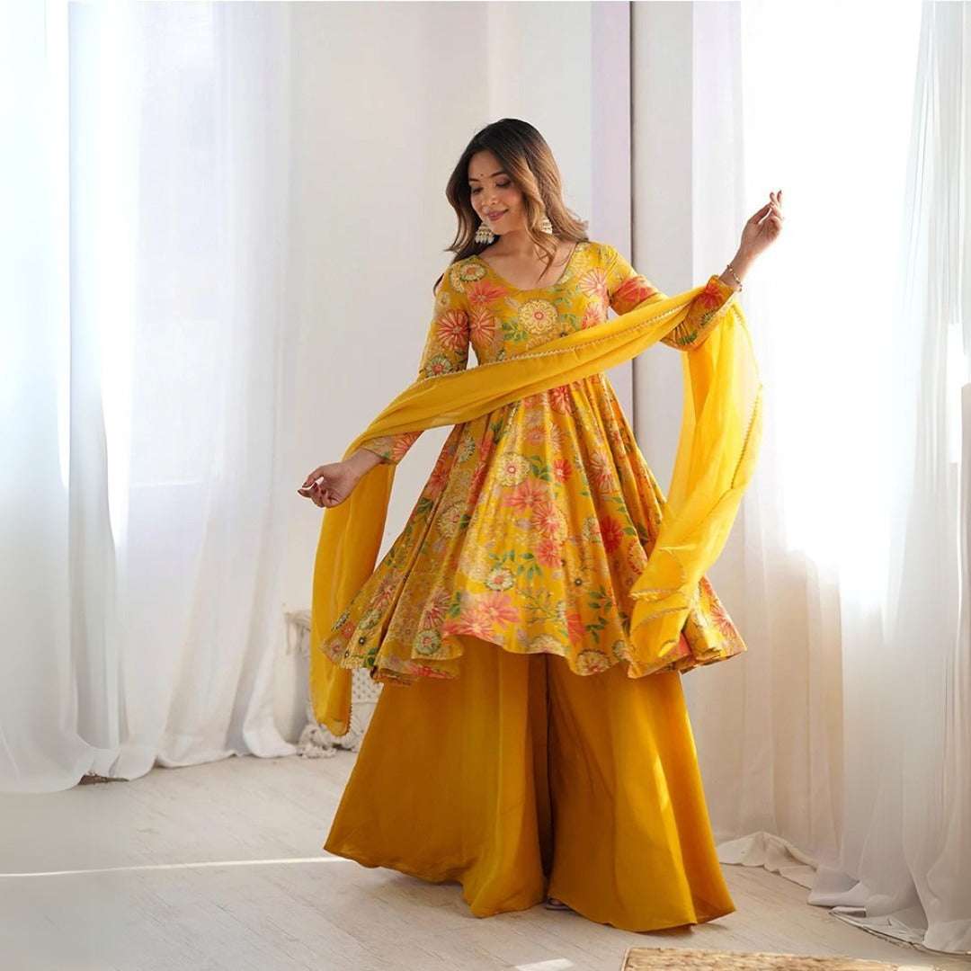 Gorgeous Printed Palazzo Suit With Dupatta
