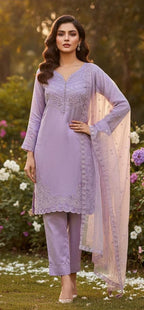 Crystal Viscous Top with Dupatta Set