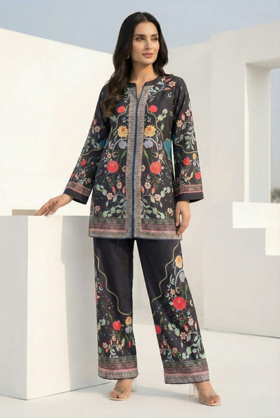 Midnight Charcoal Floral 2-Piece Cotton Co-ord Set