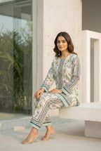 Summer Floral 2-Piece Cotton Suit with Straight Pants